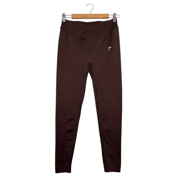 Gymshark Pants - Gymshark Leggings Womens Large Brown Seamless Pants Logo Workout Gym Sporty